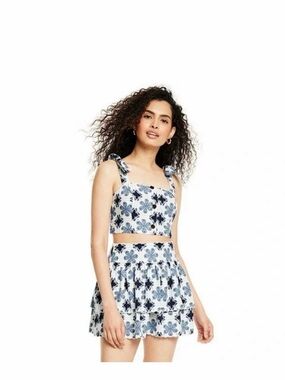 Agua Bendita for Target Crop Top and Skirt Set in White and Navy